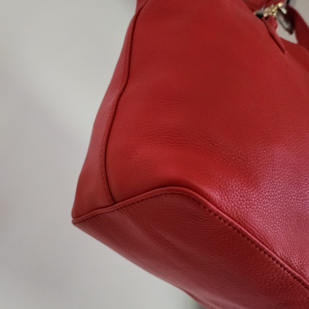 NWT Tory Burch Mercer Leather Tote In Vermillion Red - Picture 3 of 11